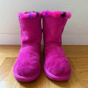 UGG Bailey Bow II Pink Boots with Multicolor Fur